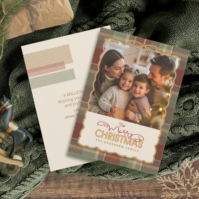 Plantilla de foto de Navidad con borde de tartán I (Subido por el creador)