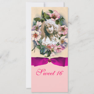 PLANTILLA DE FOTO DE ROSAS SILVESTRES Y LAZO ROSA