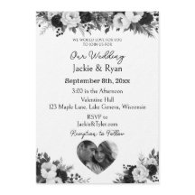 Plantilla de foto en blanco y negro Botánico Boda