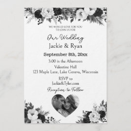 Plantilla de foto en blanco y negro Botánico Boda 