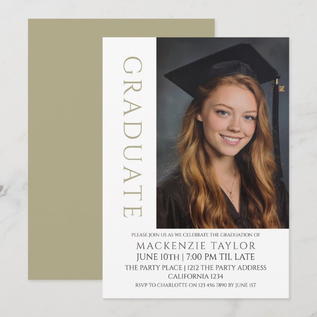 Plantilla de foto moderna personalizada de graduac (Anverso / Reverso)