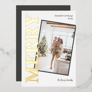 Plantilla de foto navideña con firma Merry Christm