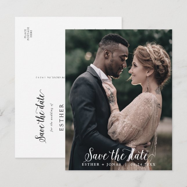 Plantilla de foto oscura de guión antiguo Guardar  (Anverso / Reverso)