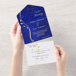 Plantilla de fotografía azul de hoja de oro todo e