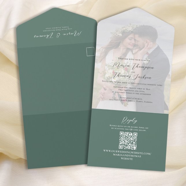 Plantilla de fotografía Boda verde elegante (Subido por el creador)