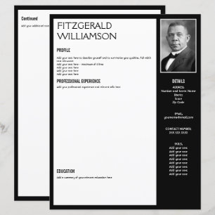 Plantilla de fotografía CV RESUME negro de persona