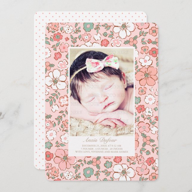 Plantilla de fotografía de anuncio de nacimiento f (Anverso / Reverso)