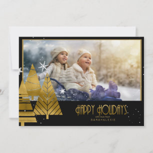 Plantilla de fotografía de árboles de Navidad Gold