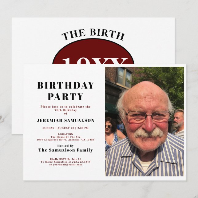 Plantilla de fotografía de cumpleaños de padre Nom (Anverso / Reverso)