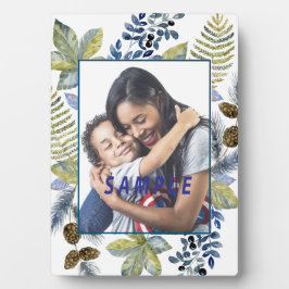 Plantilla de fotografía de marco azul del bosque o