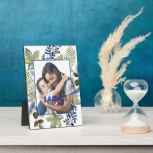 Plantilla de fotografía de marco azul del bosque o