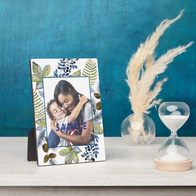 Plantilla de fotografía de marco azul del bosque o (Lado)