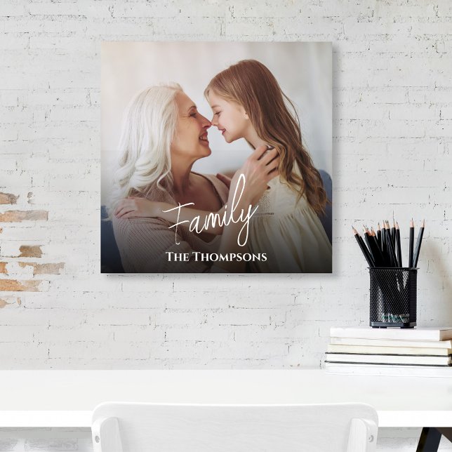 Plantilla de fotografía de script de caligrafía fa (Simple calligraphy script family photo poster template.)