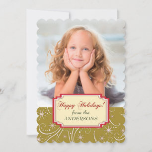 Plantilla de fotografía de Swirls Gold White Holid