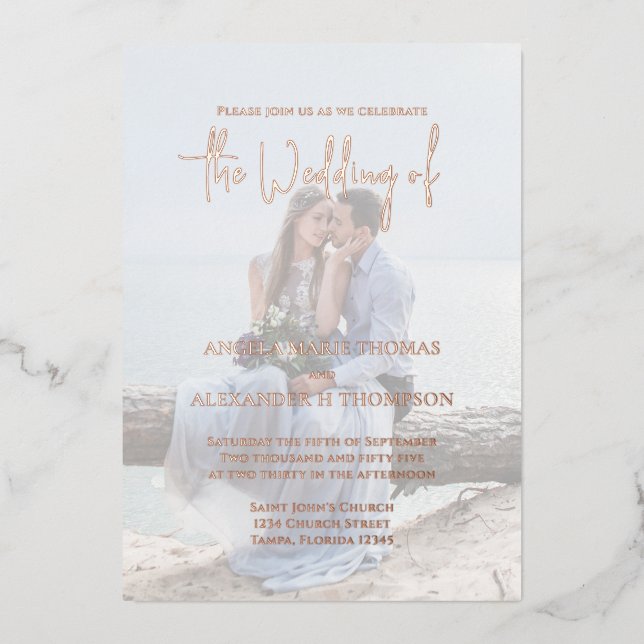 Plantilla de fotografía elegante de código QR RSVP (Anverso)