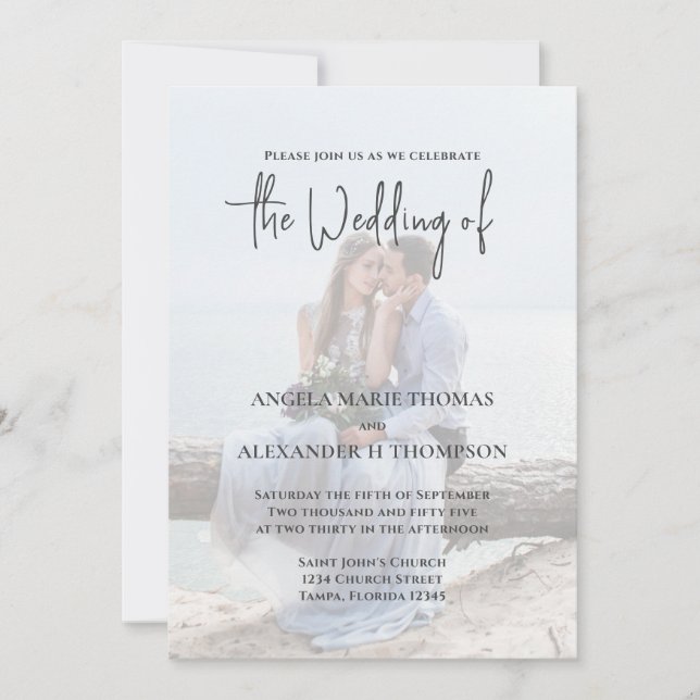 Plantilla de fotografía elegante de código QR RSVP (Anverso)