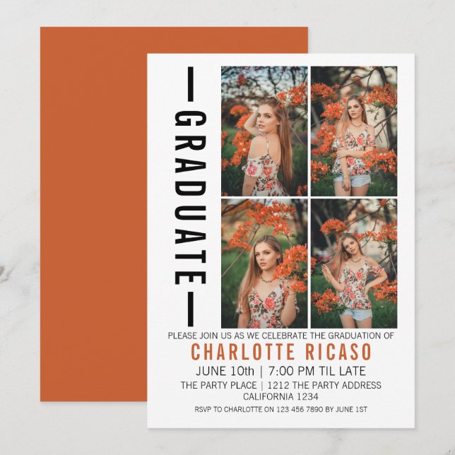 Plantilla de fotografía moderna de graduación pers (Anverso / Reverso)