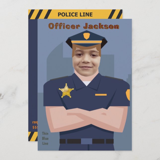 Plantilla de fotografía para niños de oficial de p (Anverso / Reverso)