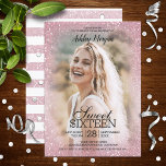 Plantilla de fotografía Purpurina rosa Rubor Sweet<br><div class="desc">Diseño de plantillas de fotos purpurinas,  modernas y bonitos para estas invitaciones bonitos y de moda para fiestas.</div>