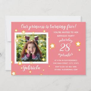Plantilla de fotografía rosa - Invitación de cumpl