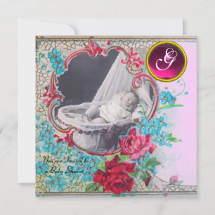 PLANTILLA DE FOTOS DE BABY SHOWER MONOGRAM, blanco