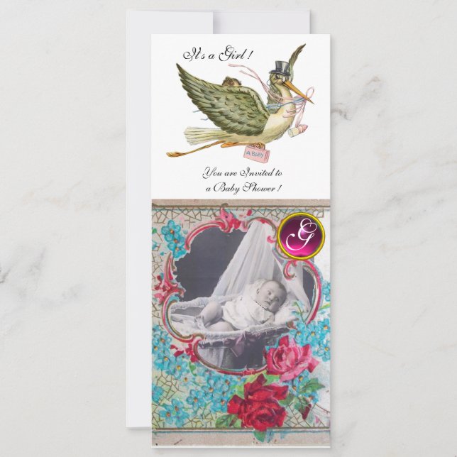 PLANTILLA DE FOTOS DE BABY SHOWER MONOGRAM, blanco (Anverso)