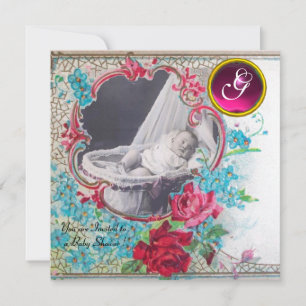 PLANTILLA DE FOTOS DE BABY SHOWER MONOGRAM, blanco