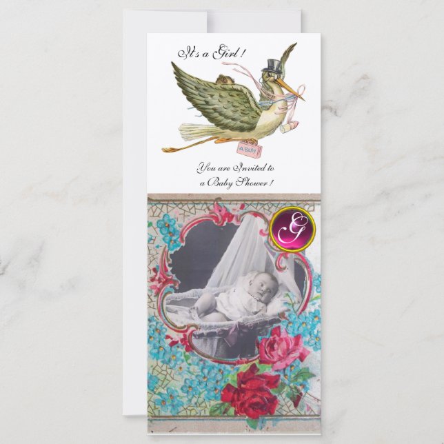 PLANTILLA DE FOTOS DE BABY SHOWER MONOGRAM, oro (Anverso)