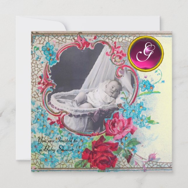 PLANTILLA DE FOTOS DE BABY SHOWER MONOGRAM, oro (Anverso)