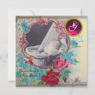 PLANTILLA DE FOTOS DE BABY SHOWER MONOGRAM, oro