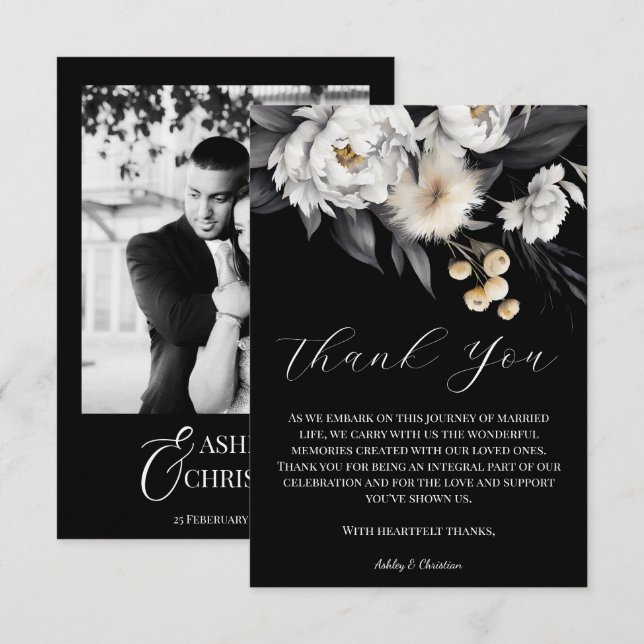 Plantilla de fotos de boho elegante en blanco y ne (Anverso / Reverso)