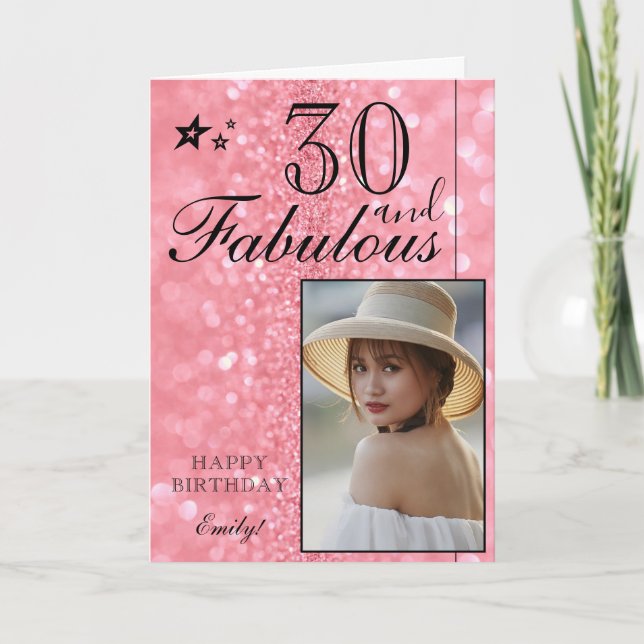 Plantilla de fotos de cumpleaños 30 elegante | Per (Anverso)