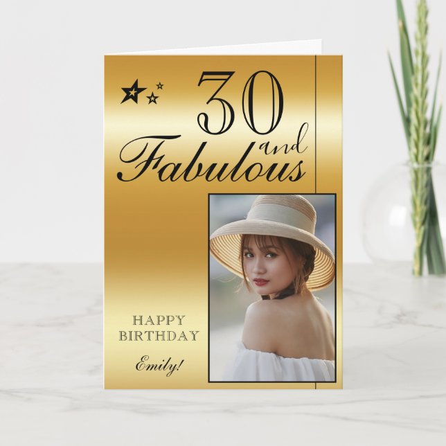 Plantilla de Fotos de Cumpleaños 30 Elegante | Per (Anverso)