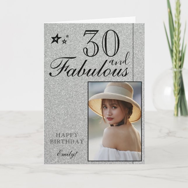Plantilla de fotos de cumpleaños 30 elegante | Per (Anverso)