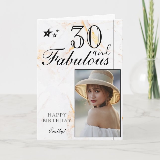 Plantilla de Fotos de Cumpleaños 30 Elegante | Per (Anverso)