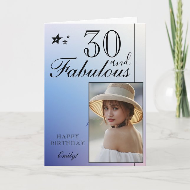Plantilla de Fotos de Cumpleaños 30 Elegante | Per (Anverso)
