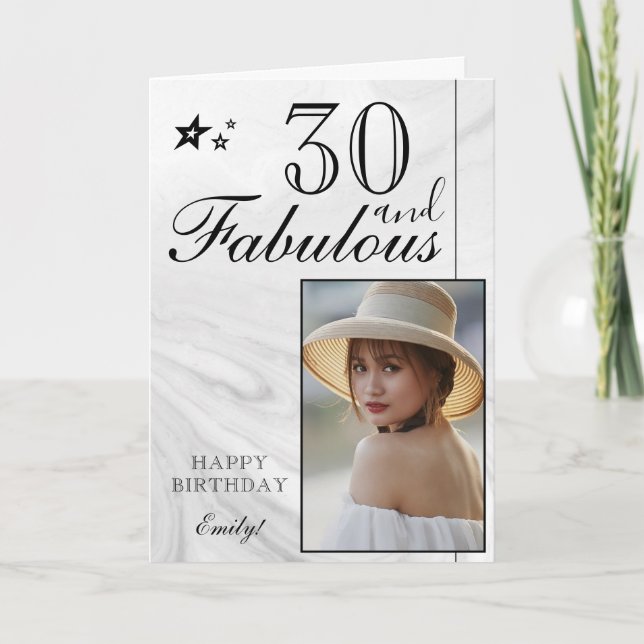 Plantilla de Fotos de Cumpleaños 30 Elegante | Per (Anverso)