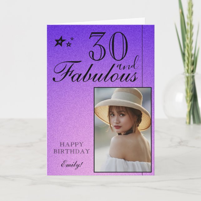 Plantilla de Fotos de Cumpleaños 30 Elegante | Per (Anverso)