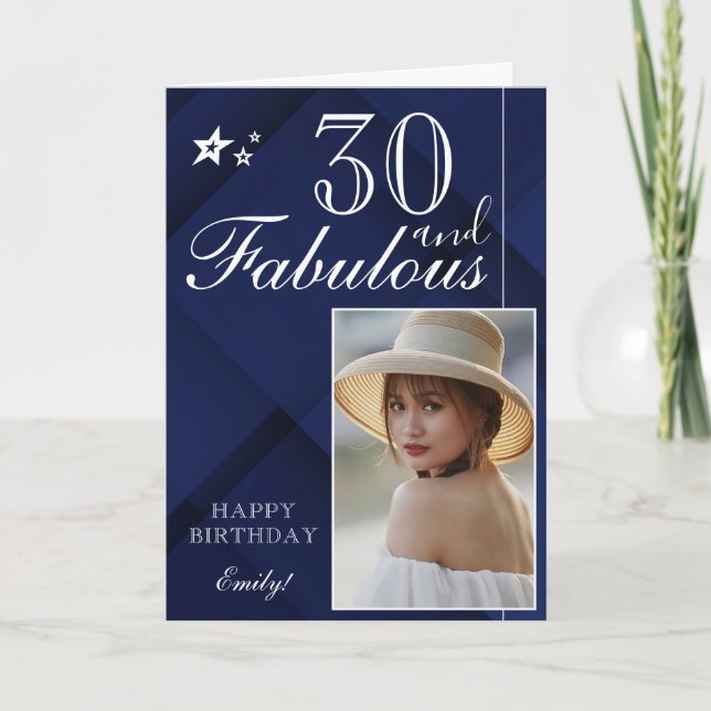 Plantilla de Fotos de Cumpleaños 30 Elegante | Per (Anverso)