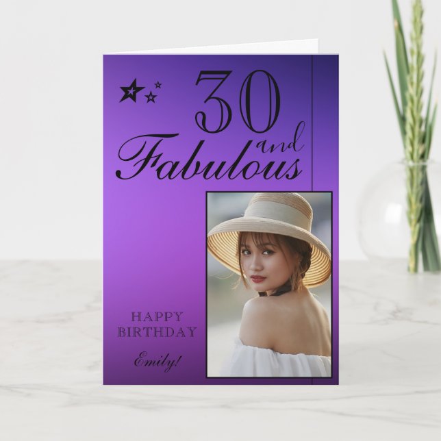 Plantilla de Fotos de Cumpleaños 30 Elegante | Per (Anverso)