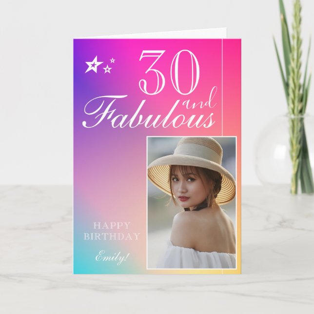 Plantilla de Fotos de Cumpleaños 30 Elegante | Per (Anverso)