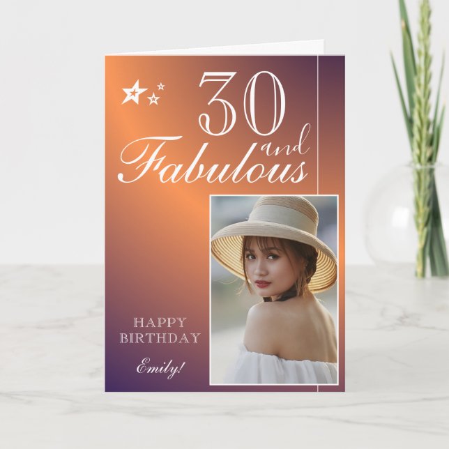 Plantilla de Fotos de Cumpleaños 30 Elegante | Per (Anverso)