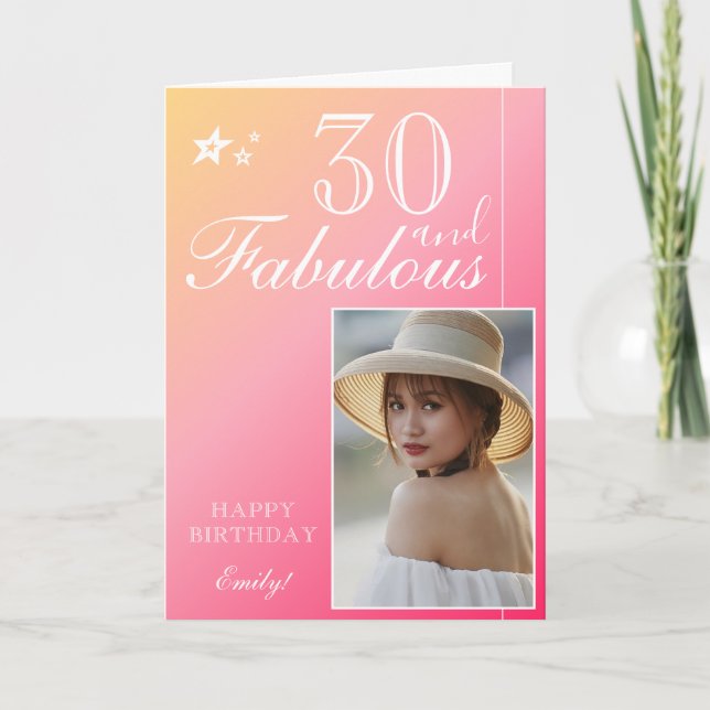 Plantilla de Fotos de Cumpleaños 30 Elegante | Per (Anverso)