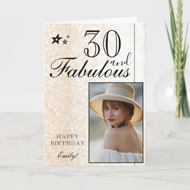 Plantilla de Fotos de Cumpleaños 30 Elegante | Per (Anverso)