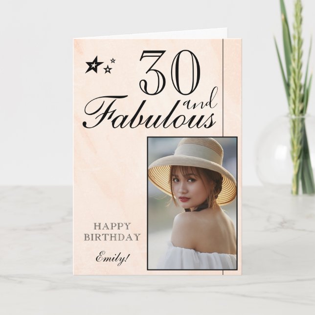 Plantilla de Fotos de Cumpleaños 30 Elegante | Per (Anverso)