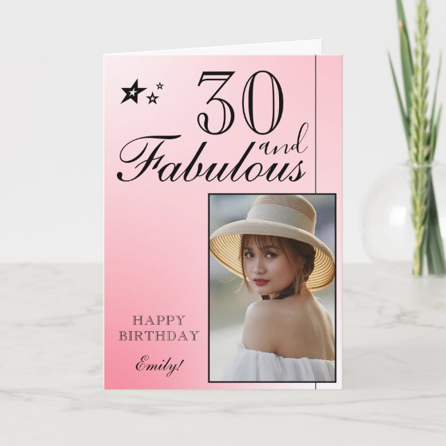 Plantilla de Fotos de Cumpleaños 30 Elegante | Per (Anverso)
