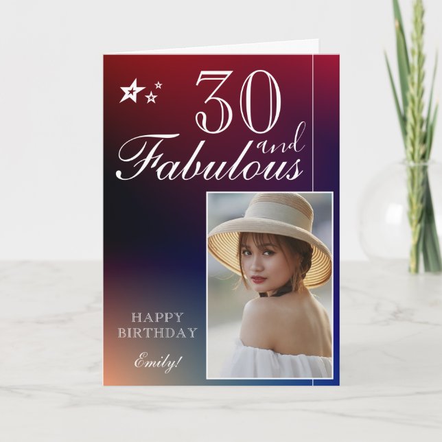Plantilla de Fotos de Cumpleaños 30 Elegante | Per (Anverso)