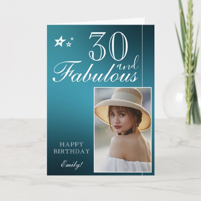 Plantilla de Fotos de Cumpleaños 30 Elegante | Per (Anverso)
