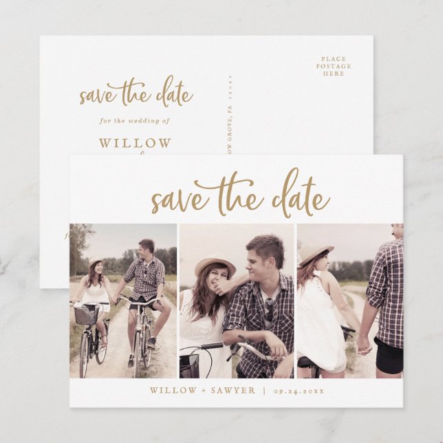Plantilla de fotos Rustic Gold Script 3 Guardar fe (Anverso / Reverso)