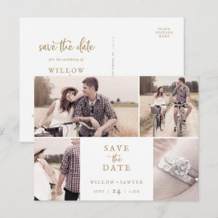 Plantilla de fotos Rustic Gold Script 4 Save the D